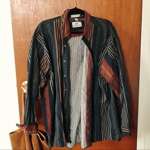 Vintage Funky Striped Oversized Button-Down